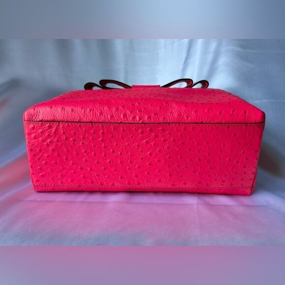 Kate Spade Bright Pink Ostrich Leather Satchel w/ Bow - NWT - Original Dust Bag - Picture 6 of 12